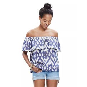 Madewell Balcony Off The Shoulder‎ Top In Ikat Print Womens Size Small
